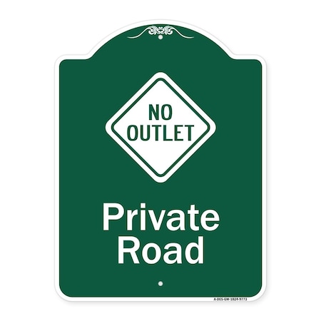Signmission Private Road With No Outlet Symbol Heavy-Gauge Aluminum Architectural Sign, 24" H, GW-1824-9773 A-DES-GW-1824-9773